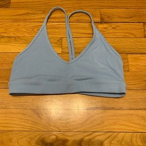 Alo ribbed blissful bra in blue skies